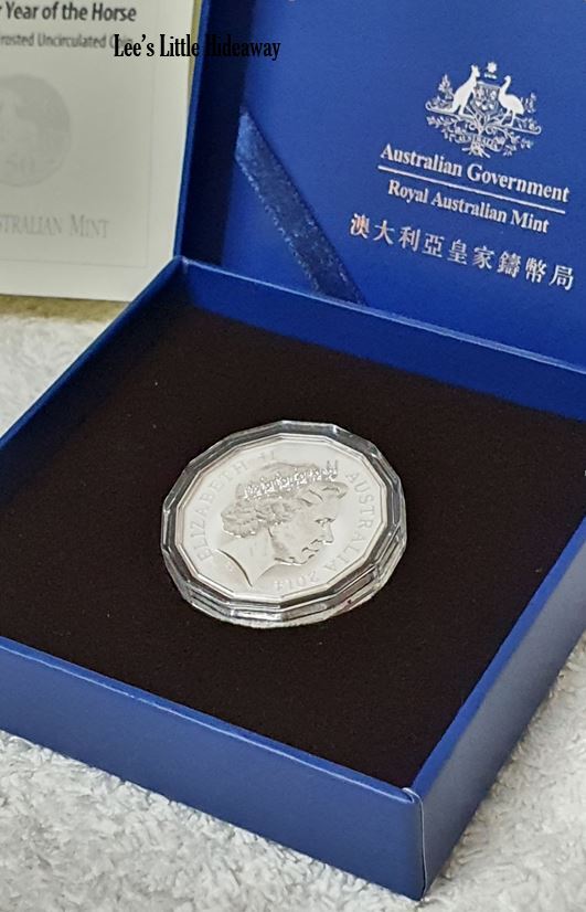 2014 50 cent Lunar Year of the Horse Fine Silver Frosted Uncirculated Coin Royal Australian Mint