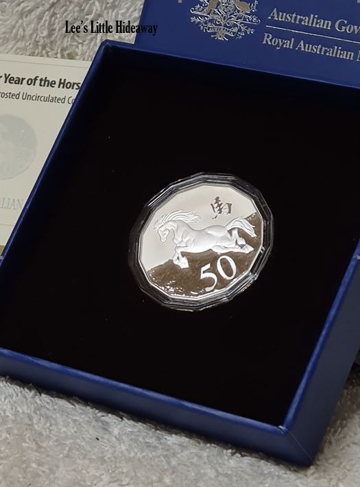 2014 50 cent Lunar Year of the Horse Fine Silver Frosted Uncirculated Coin Royal Australian Mint
