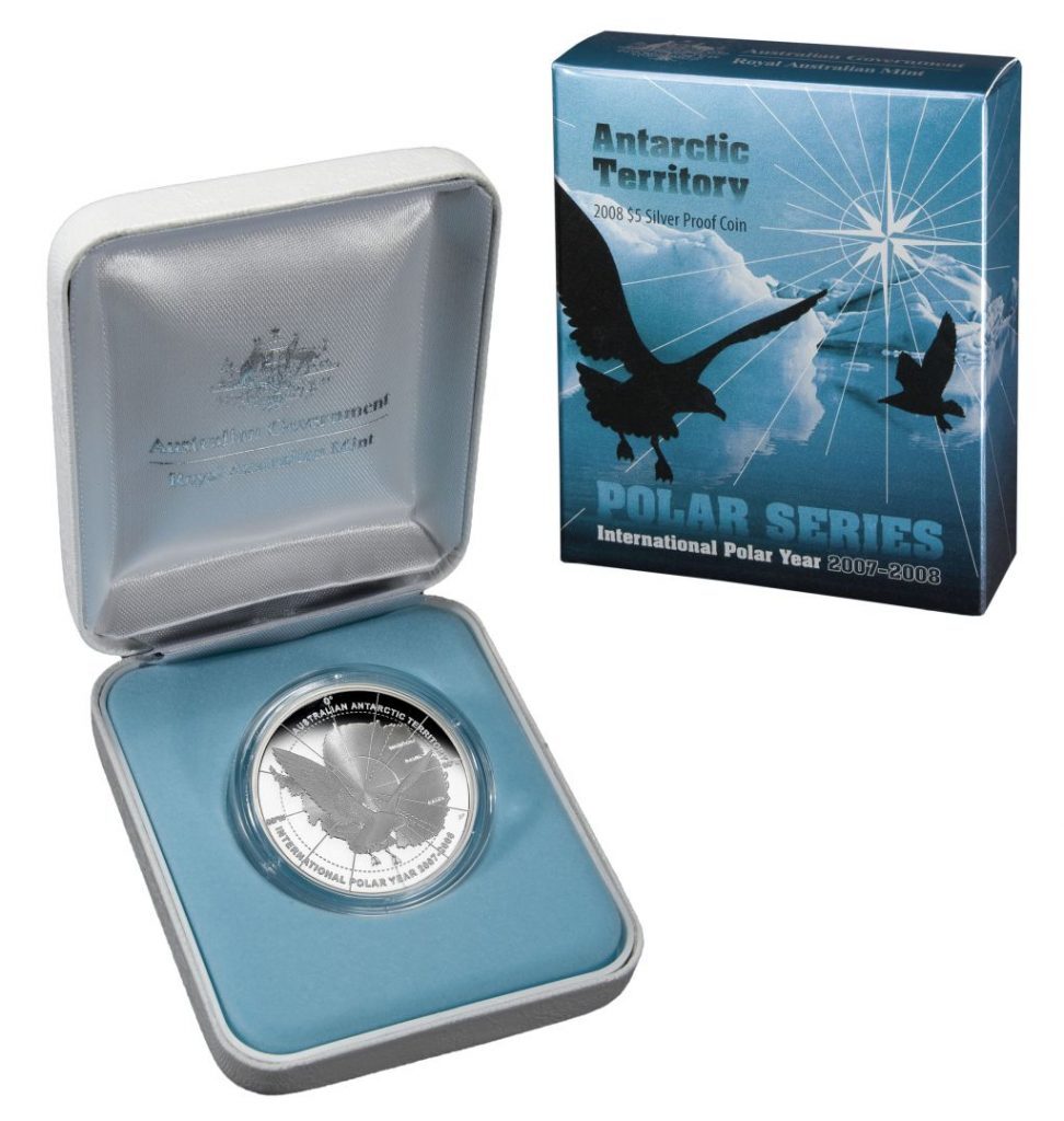 2008 Polar Series International Polar Year $5 Fine Silver Proof Coin - Antarctic Territory