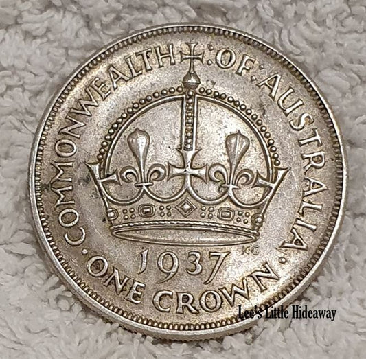 1937 One Crown Commonwealth of Australia 92.5% Silver Coin