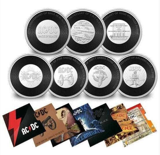 2020/2021 AC/DC 7 Coin Collection -20c CuNi Coloured Uncirculated Coins