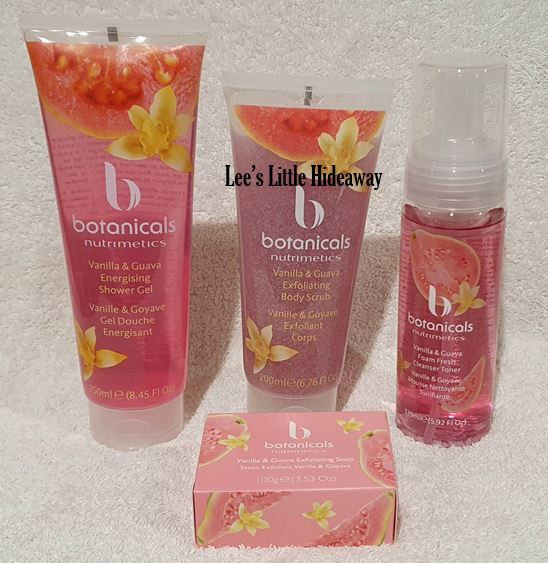 Nutrimetics Botanicals Vanilla & Guava Collection (Shower gel, Exfoliating body scrub, Foam fresh cleanser toner & Exfoliating soap)