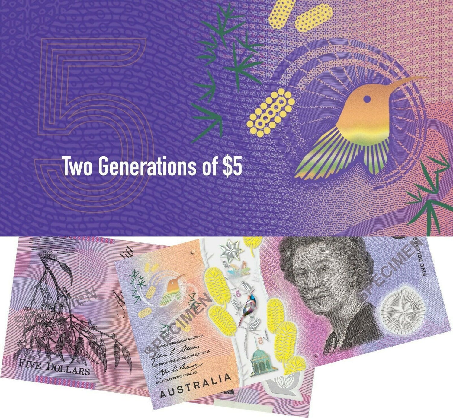 2015 & 2016 Two Generations of $5 UNC banknotes folder