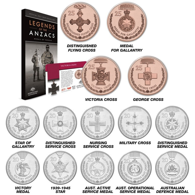 2017 Legends of Anzacs 14 Coin Collection 