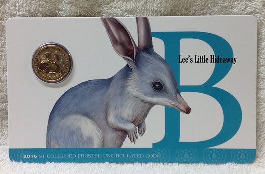2016 Alphabet Collection Letter B $1 Coloured Frosted Coin RAM