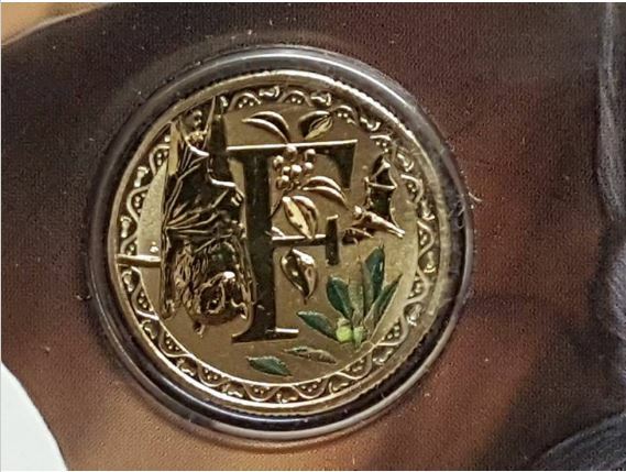 2016 Alphabet Collection Letter F $1 Coloured Frosted Coin RAM