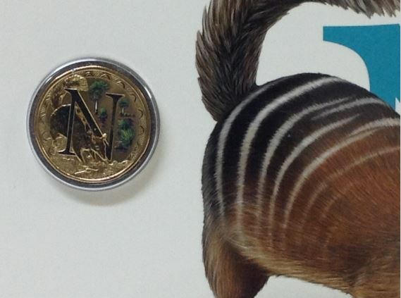 2016 Alphabet Collection Letter N $1 Coloured Frosted Coin RAM