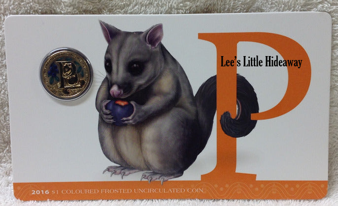 2016 Alphabet Collection Letter P $1 Coloured Frosted Coin RAM