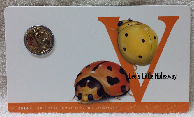 2016 Alphabet Collection Letter V $1 Coloured Frosted Coin RAM