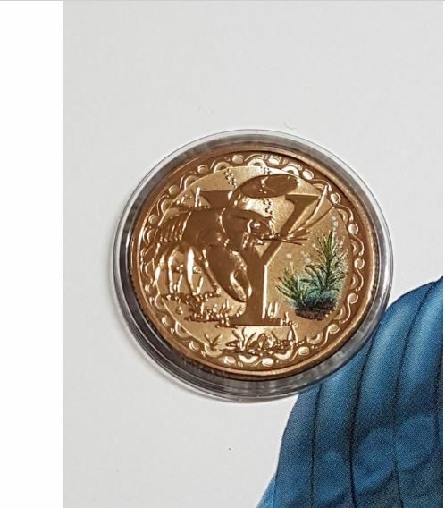 2016 Alphabet Collection Letter Y $1 Coloured Frosted Coin RAM