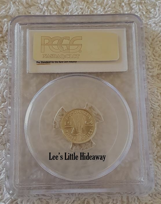 1964 Australia Queen Elizabeth II Threepence Graded PCGS MS66