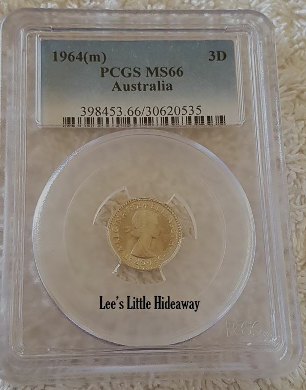 1964 Australia Queen Elizabeth II Threepence Graded PCGS MS66