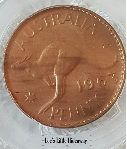 1963 (p) Australia Penny Graded PCGS MS64RB