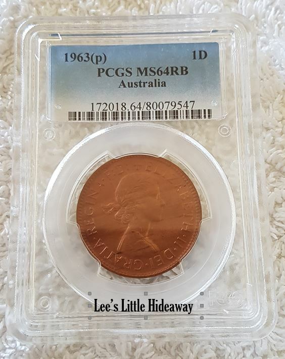 1963 (p) Australia Penny Graded PCGS MS64RB