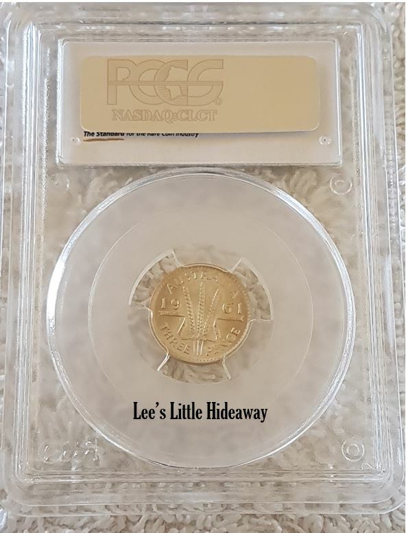 1961 Australia Queen Elizabeth II Threepence Graded PCGS MS64