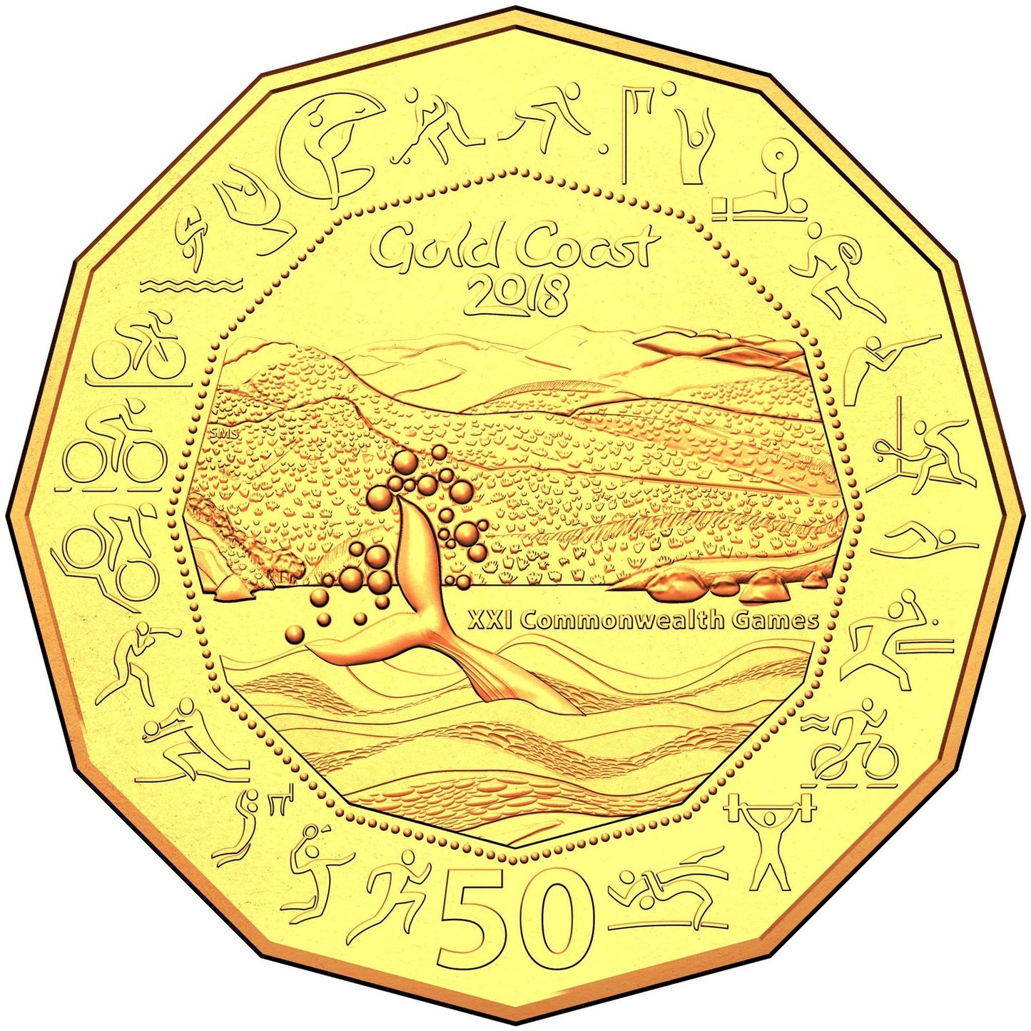 2018 50c gold plated uncirculated coin - XXI Commonwealth Games