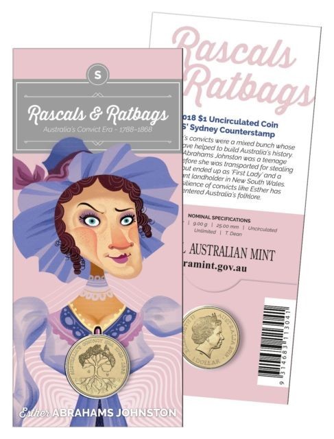 2018 Rascals & Ratbags Australia's Convict Era $1 UNC "S" mint mark coin.