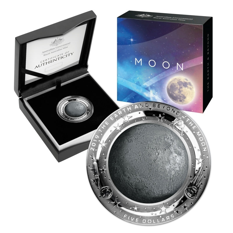 EARTH & MOON - AUSTRALIA 2018 & 2019 $5 1oz PROOF COINS THE EARTH AND BEYOND SERIES (1 of each)