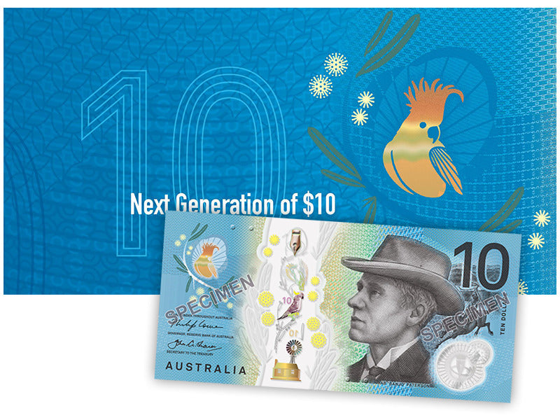 Next Generation of $10 banknote RBA official folder UNC