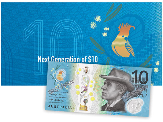Next Generation of $10 banknote RBA official folder UNC