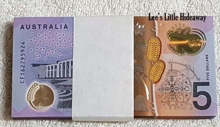 2016 $5 Stevens/Fraser Banknotes - Bundle of 100 RBA UNC