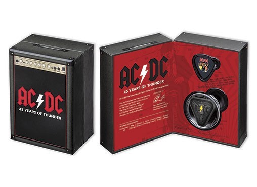 2018 $5 Fine Silver Nickel Plated Coloured Proof Triangular Coin AC/DC - 45 Years of Thunder