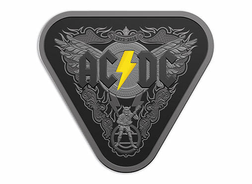 2018 $5 Fine Silver Nickel Plated Coloured Proof Triangular Coin AC/DC - 45 Years of Thunder