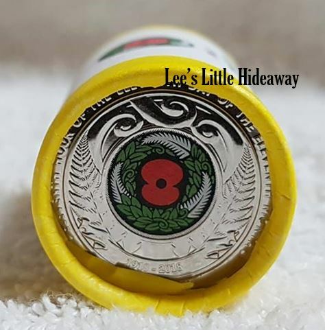 2018 Armistice Coloured 50c Coin Roll Reserve Bank of New Zealand