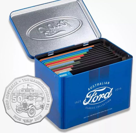 Limited Edition 2017 FORD AUSTRALIAN CLASSIC 12 coin set WITH COLLECTORS TIN - factory sealed!