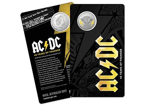 2018 50c Coloured Uncirculated Coin AC/DC (ACDC) - 45 Years of Thunder