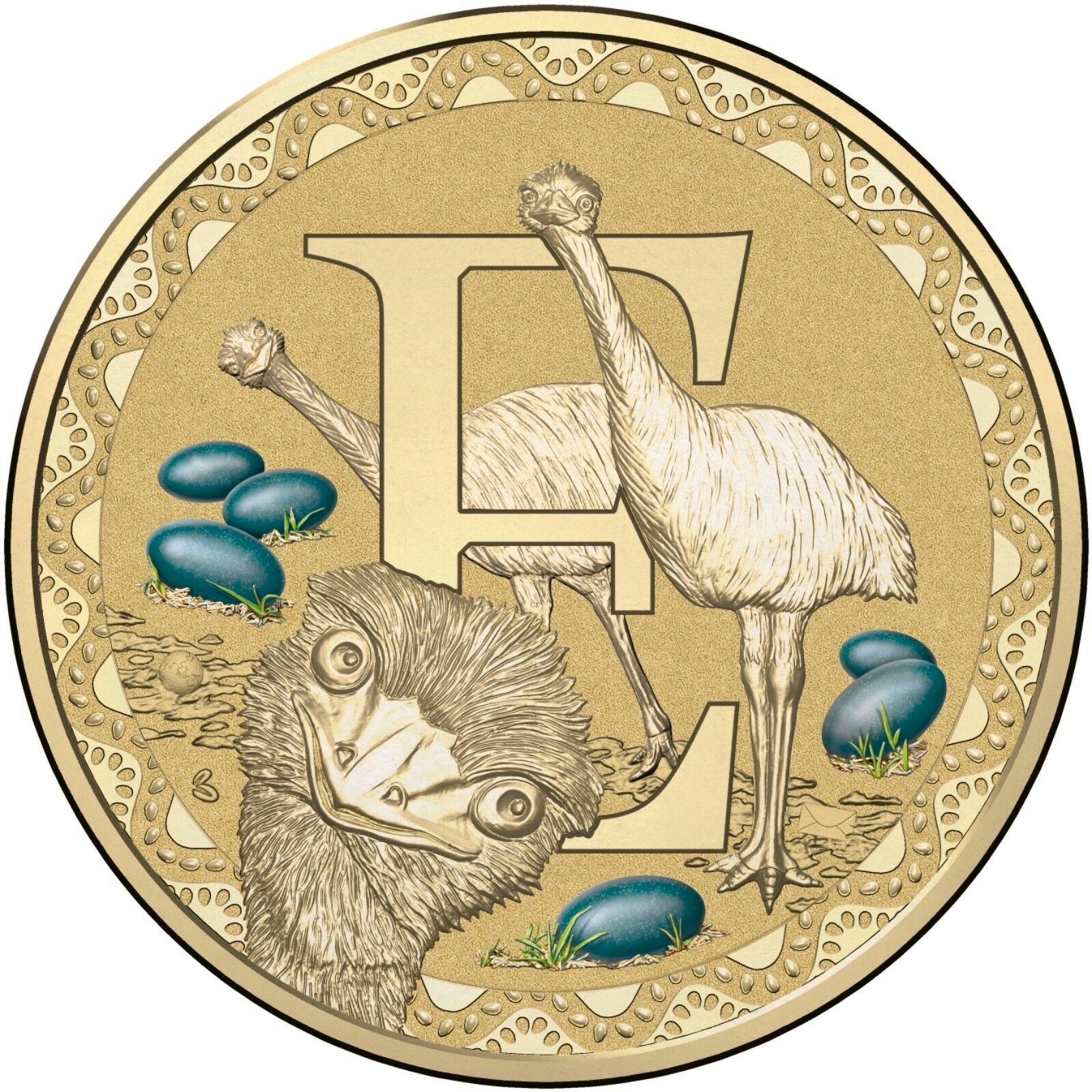 2016 Alphabet Collection Letter E $1 Coloured Frosted Coin RAM
