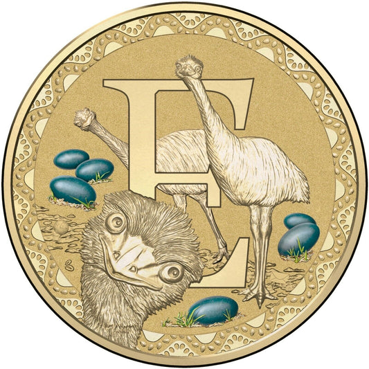 2016 Alphabet Collection Letter E $1 Coloured Frosted Coin RAM