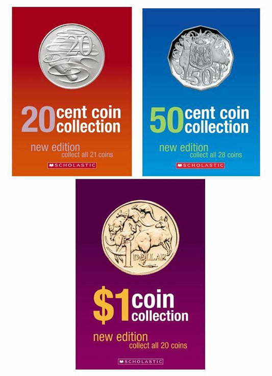 20 Cent, 50 cent & $1 Coin Collection books - total of 3 books (album/folder)