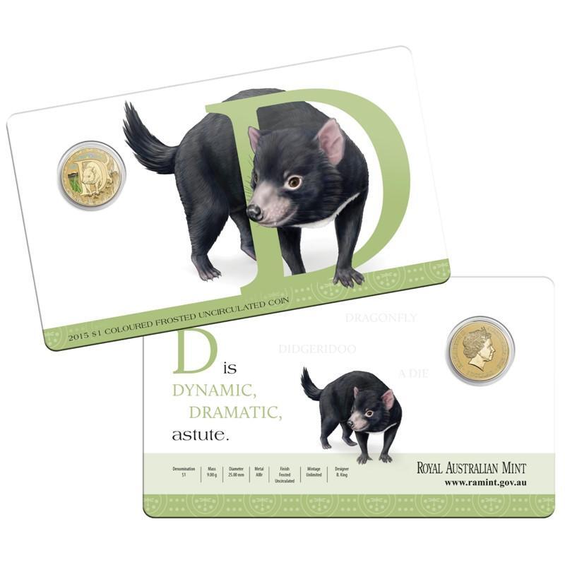 2015 Alphabet Collection Letter D $1 Coloured Frosted Coin RAM