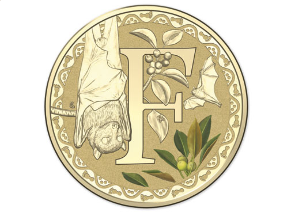 2015 Alphabet Collection Letter F $1 Coloured Frosted Coin RAM