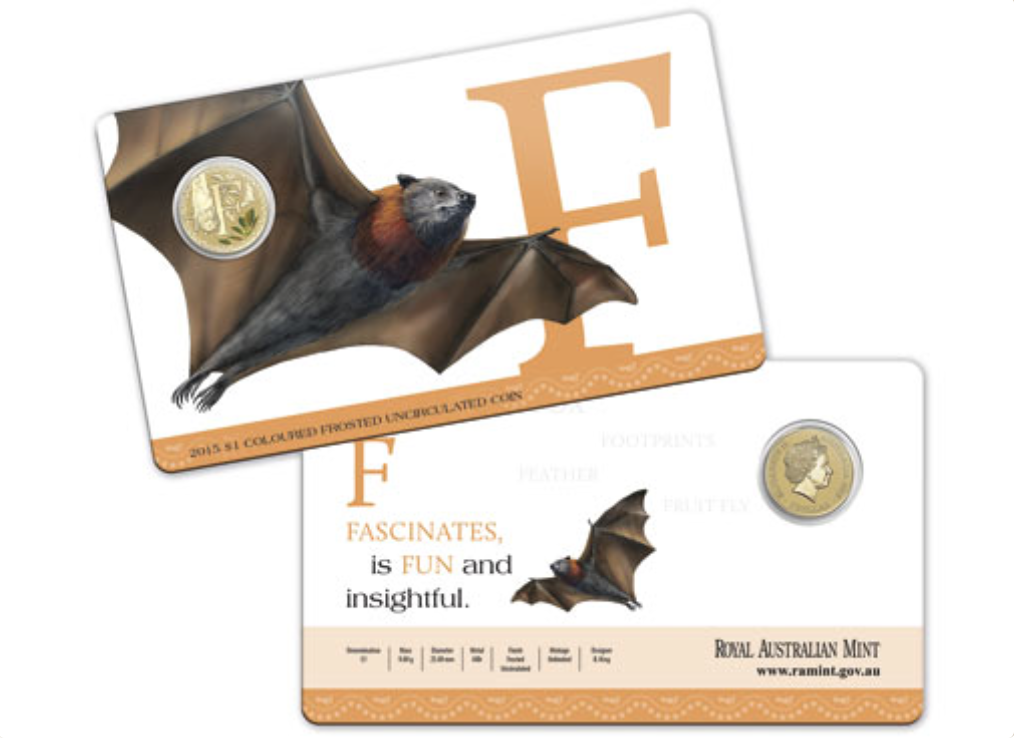 2015 Alphabet Collection Letter F $1 Coloured Frosted Coin RAM