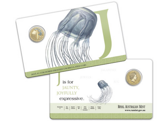 2015 Alphabet Collection Letter J $1 Coloured Frosted Coin RAM