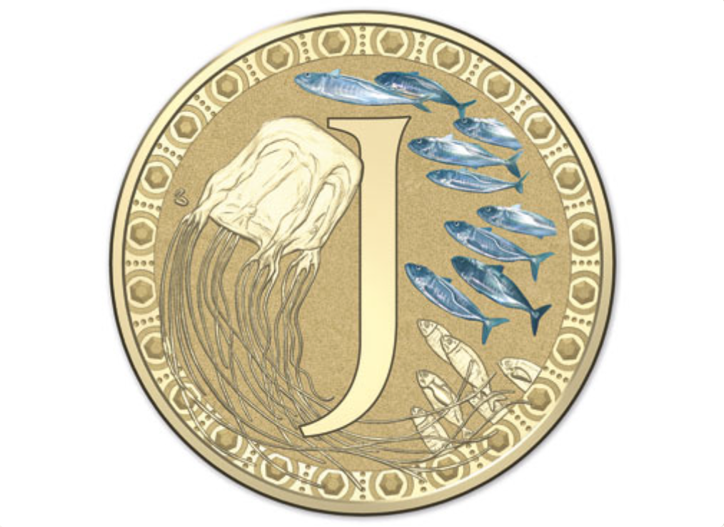 2015 Alphabet Collection Letter J $1 Coloured Frosted Coin RAM