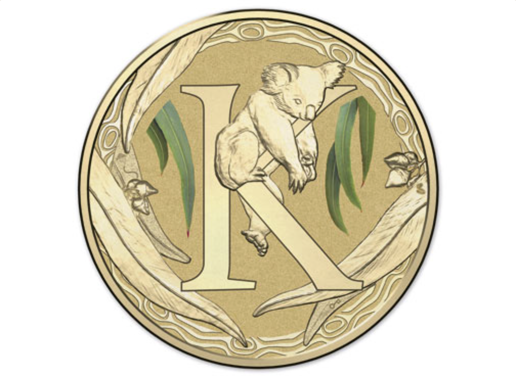 2015 Alphabet Collection Letter K $1 Coloured Frosted Coin RAM
