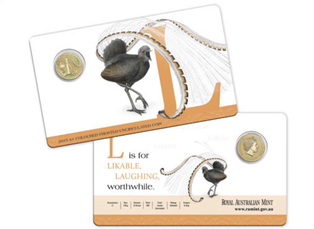 2015 Alphabet Collection Letter L $1 Coloured Frosted Coin RAM