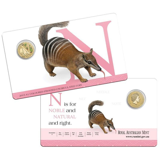 2015 Alphabet Collection Letter N $1 Coloured Frosted Coin RAM