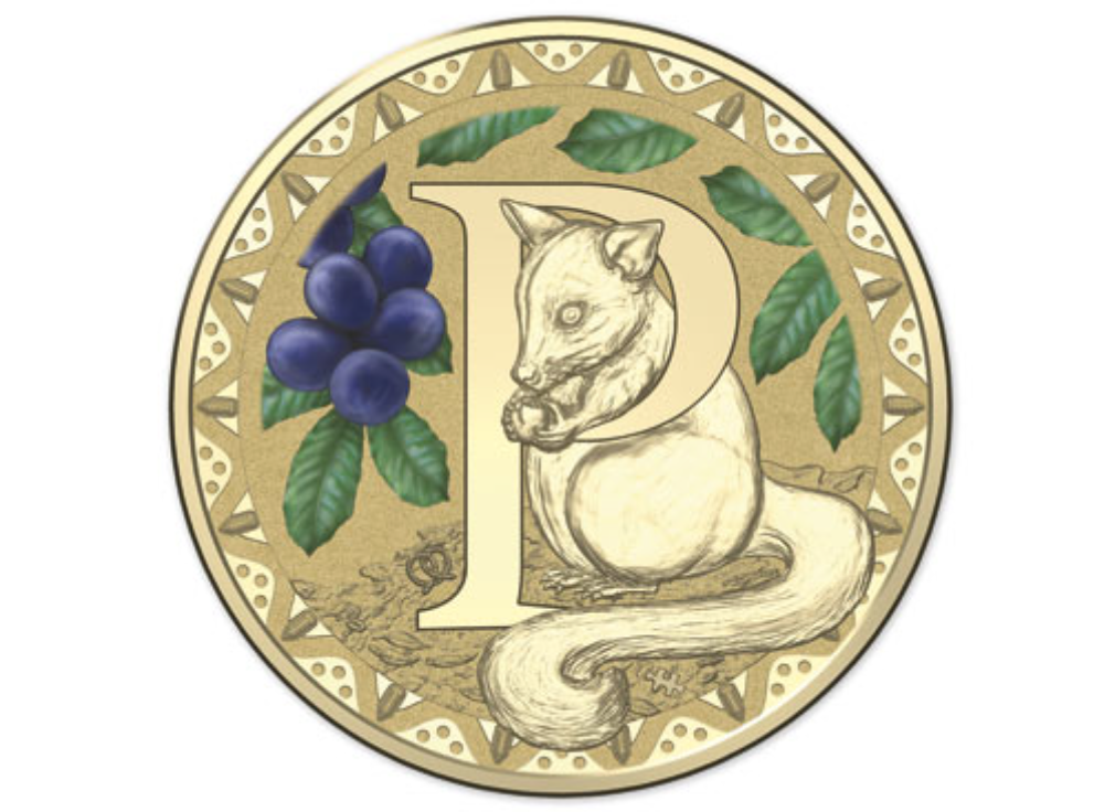 2015 Alphabet Collection Letter P $1 Coloured Frosted Coin RAM