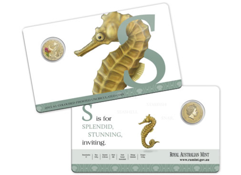 2015 Alphabet Collection Letter S $1 Coloured Frosted Coin RAM