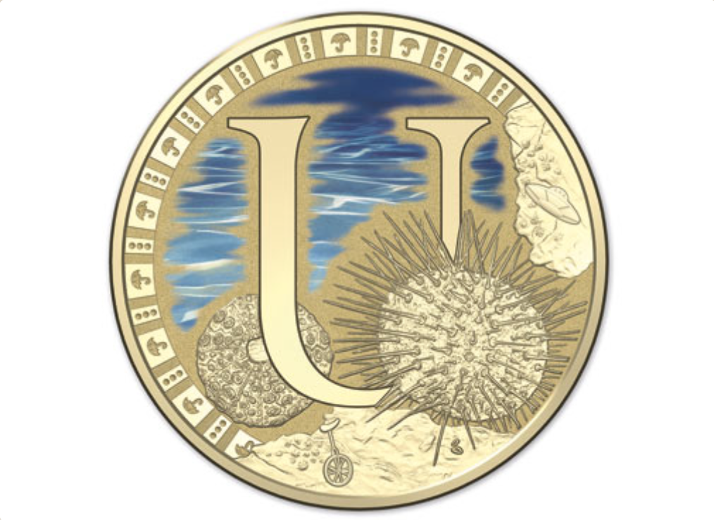 2015 Alphabet Collection Letter U $1 Coloured Frosted Coin RAM