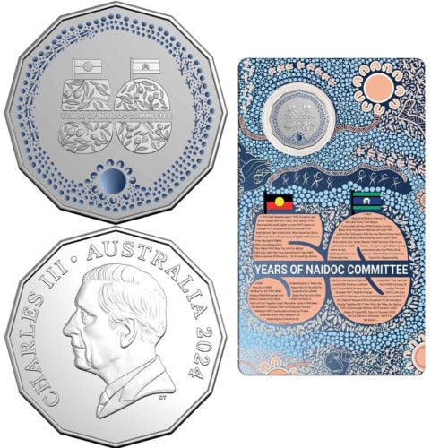2024 50 Years of NAIDOC Committee Coloured Frosted Uncirculated 50c 