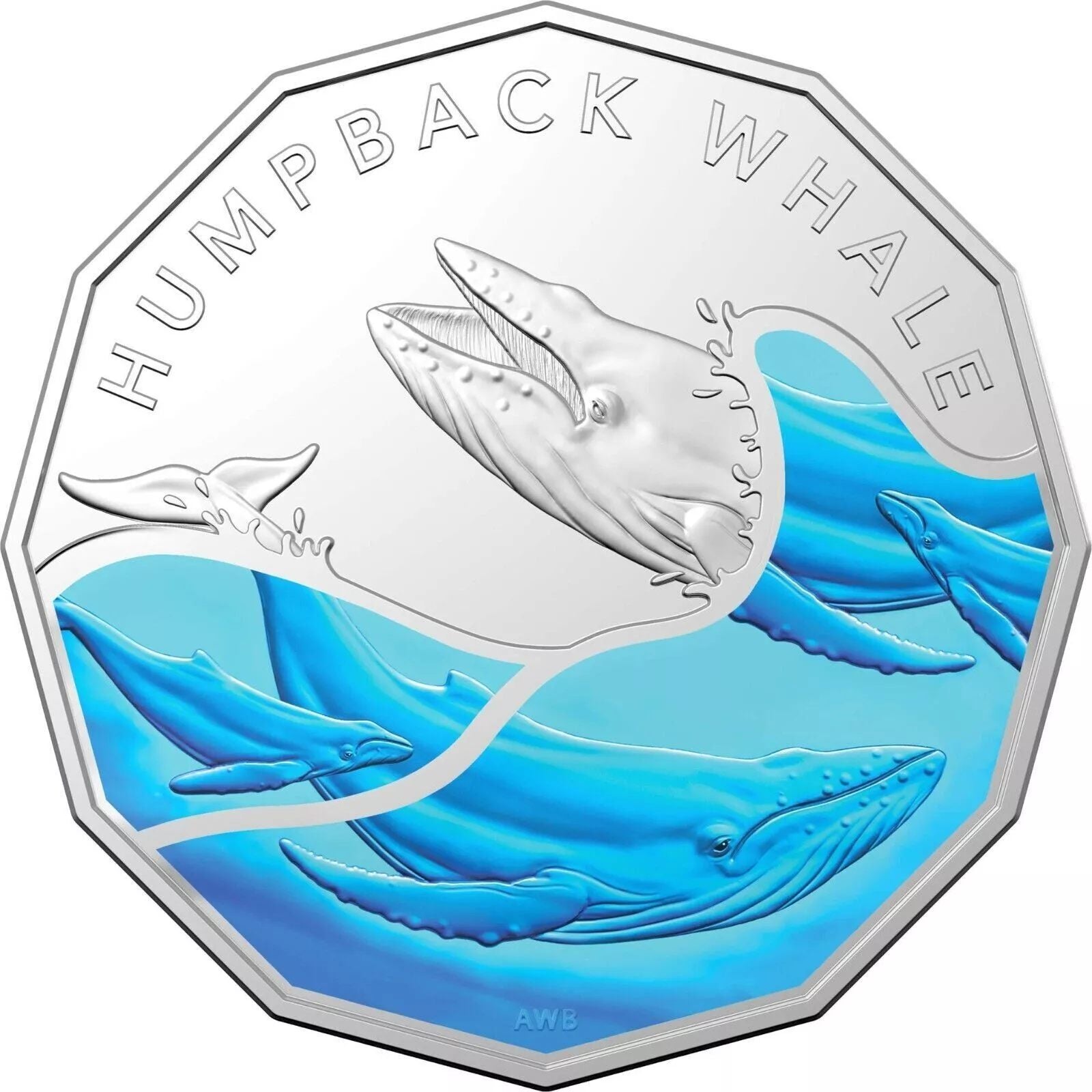 2023 Australian Antarctic Territory Humpback Whale Coloured Uncirculated 50c 