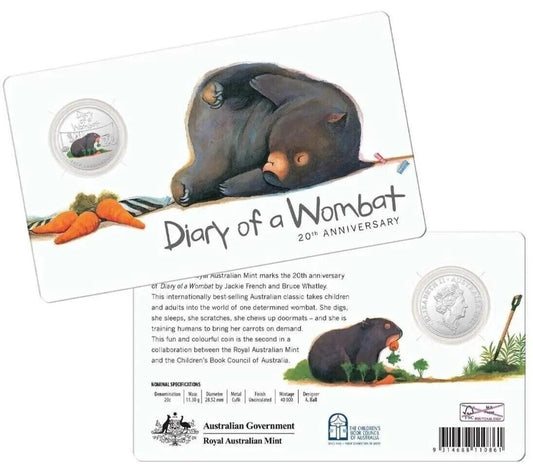 2022 20th Anniversary Of Diary of a Wombat 20c Coloured Uncirculated Coin