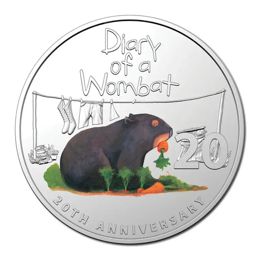 2022 20th Anniversary Of Diary of a Wombat 20c Coloured Uncirculated Coin